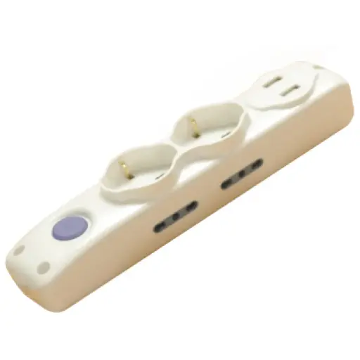 مشترك بالسلك 6 مخرج +2USB ابيض اليوس