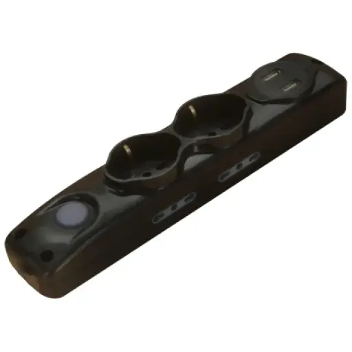 مشترك بالسلك 6 مخرج +2USB اسود اليوس